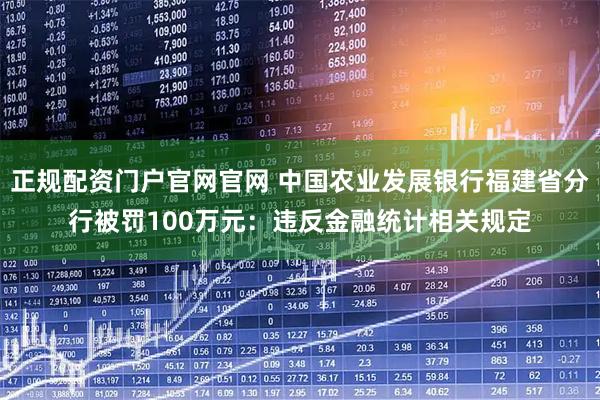 正规配资门户官网官网 中国农业发展银行福建省分行被罚100万元：违反金融统计相关规定