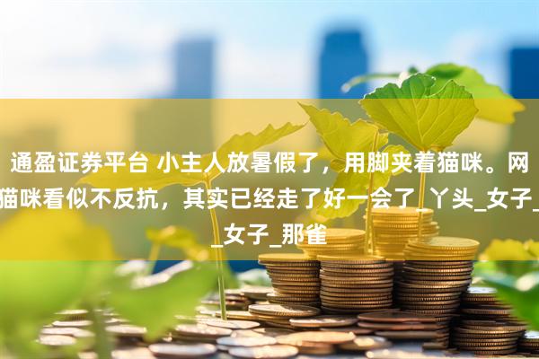 通盈证券平台 小主人放暑假了，用脚夹着猫咪。网友：猫咪看似不反抗，其实已经走了好一会了_丫头_女子_那雀